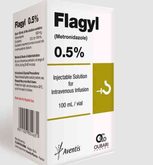 سعر Flagyl 0.5% i.v. infusion 2024 فلاجيل 0.5% محلول حقن وريدي 100 مل